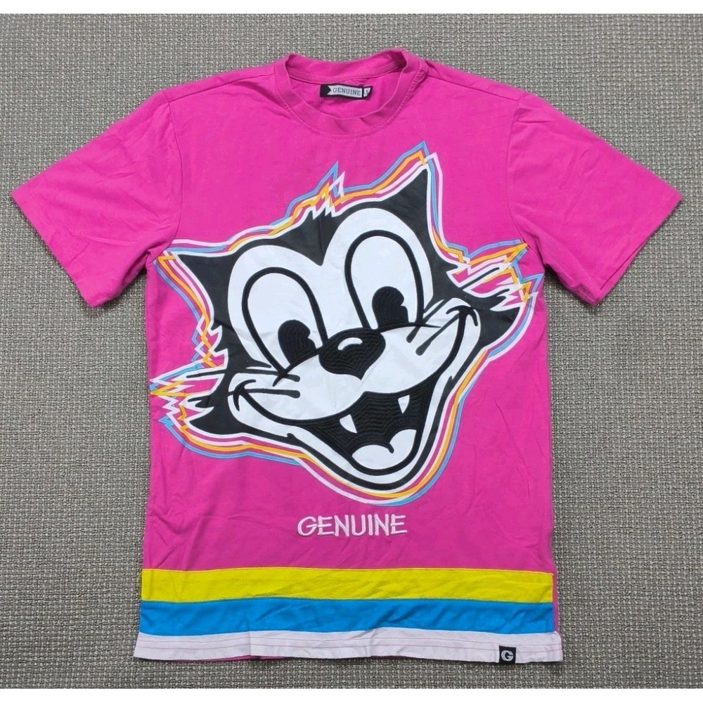 Genuine Article MFG Hep Kat Felix Style Cartoon Cat Graphic Tee - Pink Small